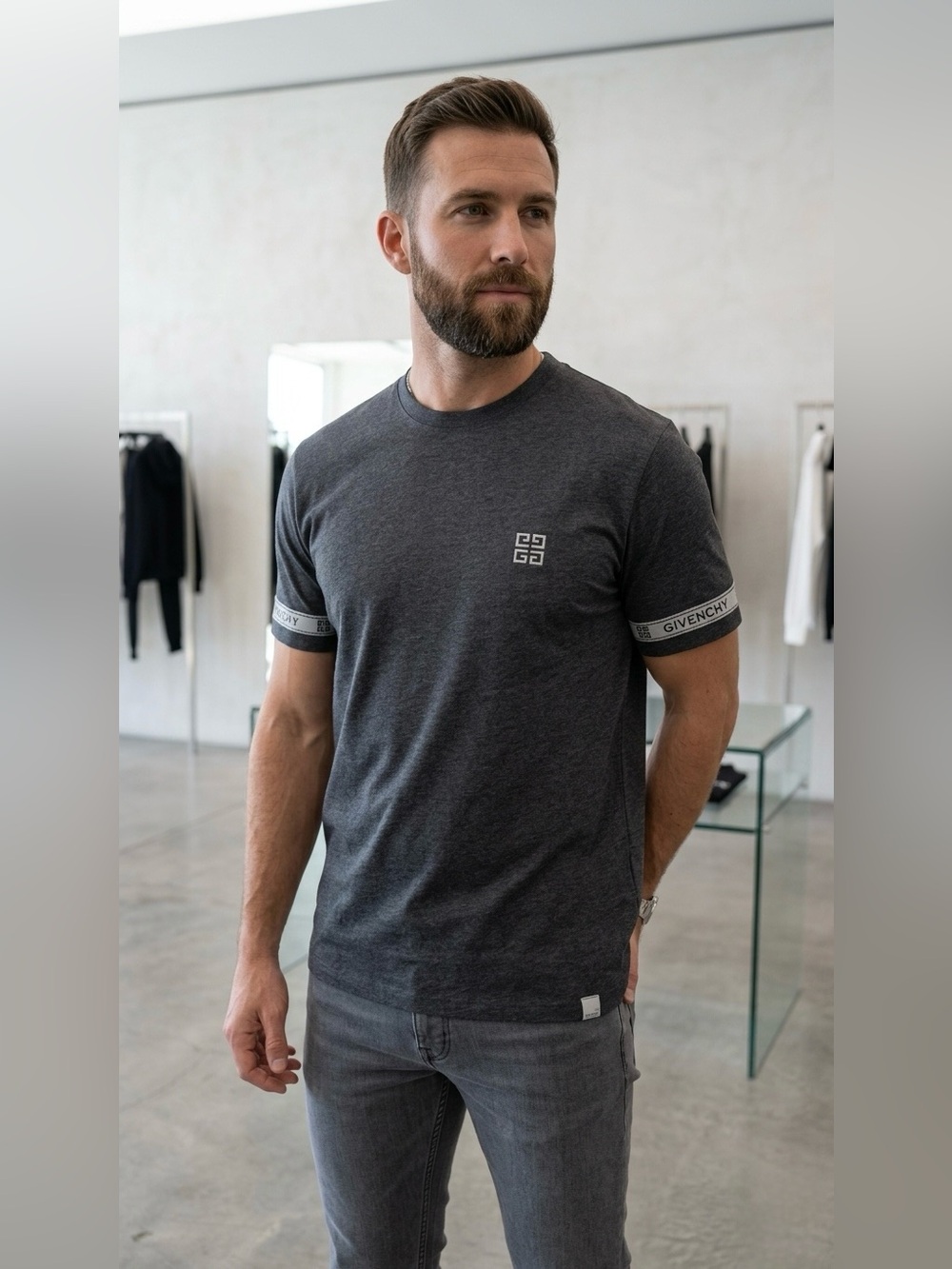 Givenchy Dark Gray Short-Sleeve Logo Tee small
